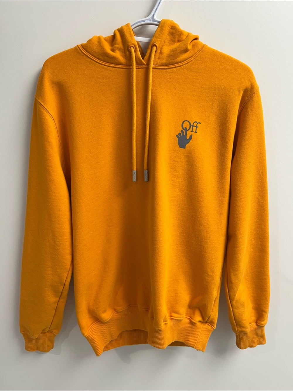 Off-White Orange Pullover Hoodie with Grey Logo